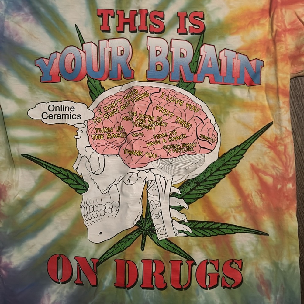 Online Ceramics This Is Your Brain Short Sleeve Tie-Dye Tee Small - Picture 2 of 5